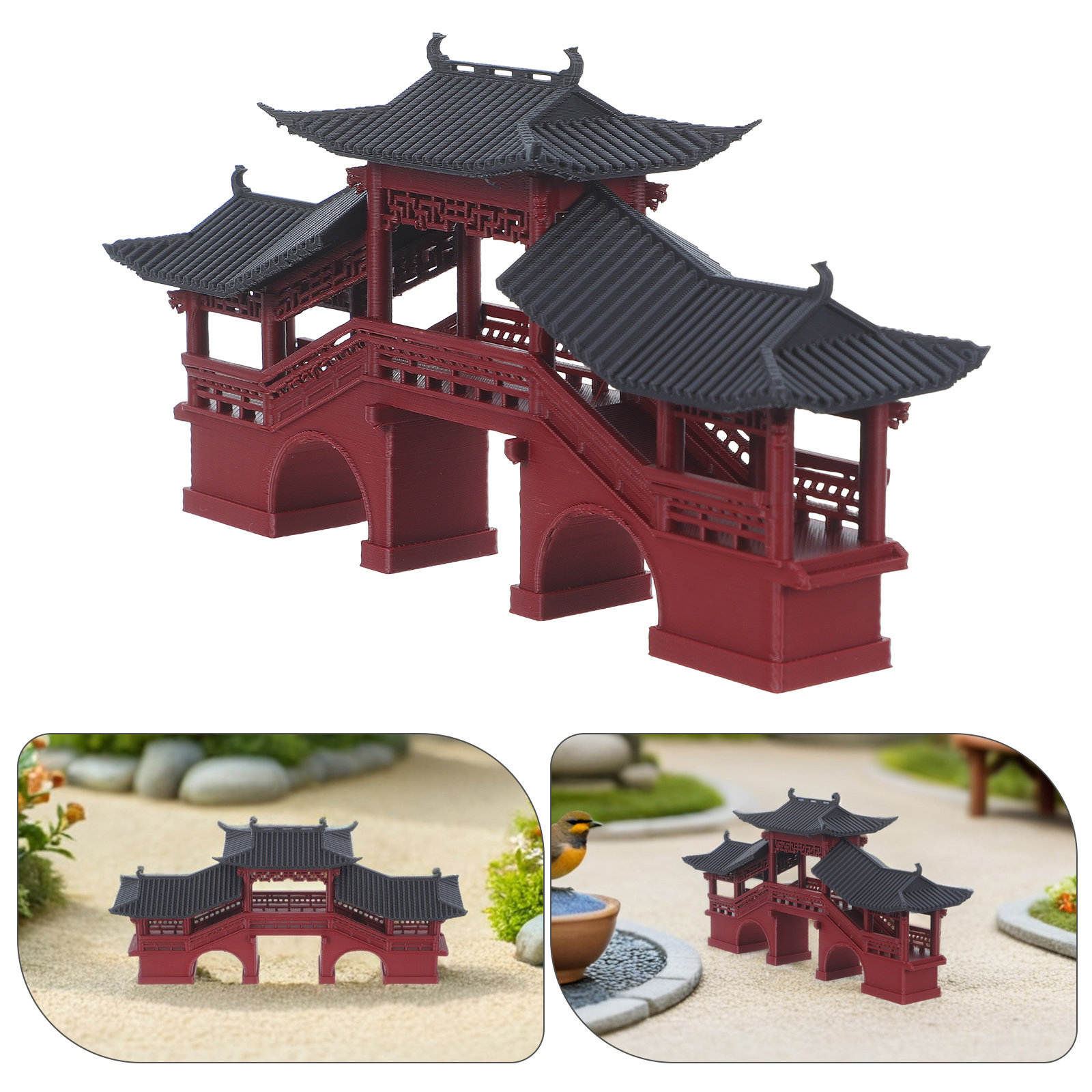 Mini Bonsai Zen Garden - Mini Puente Chino de Tres Arcos,