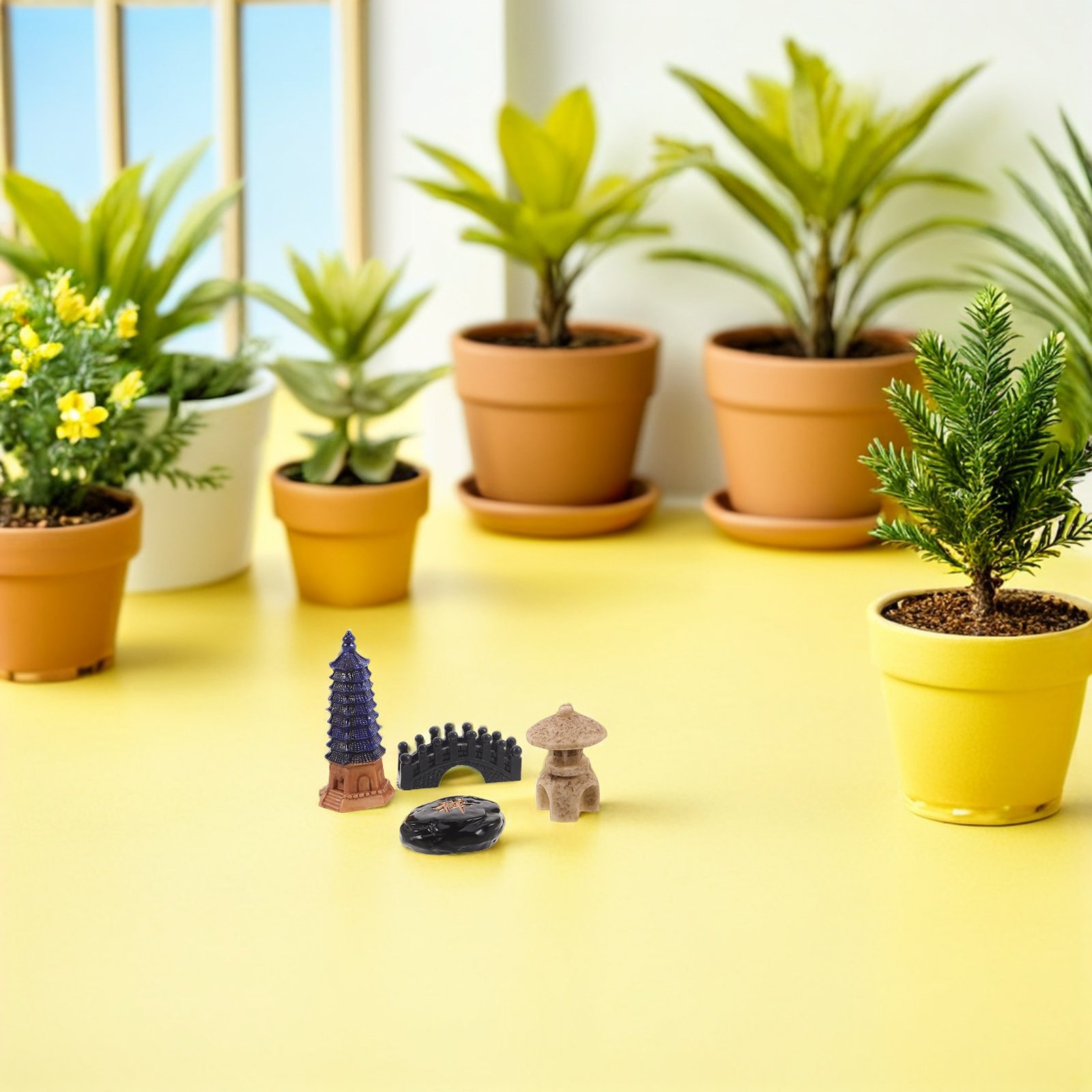 Juego de 4 Mini Estatuas de Pa - Mini Bonsai Zen Garden reseña y precio