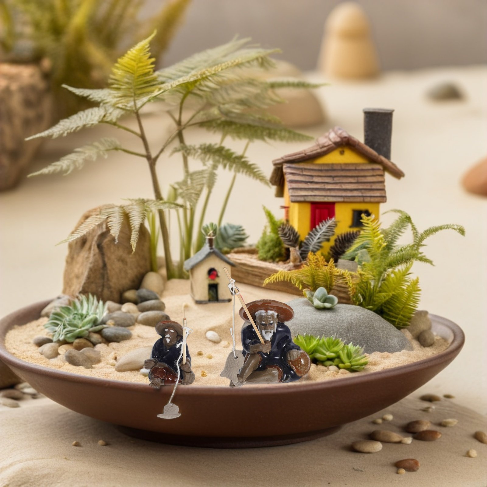 2 Piezas de Mini Figuras de Pe - Mini Bonsai Zen Garden reseña y precio